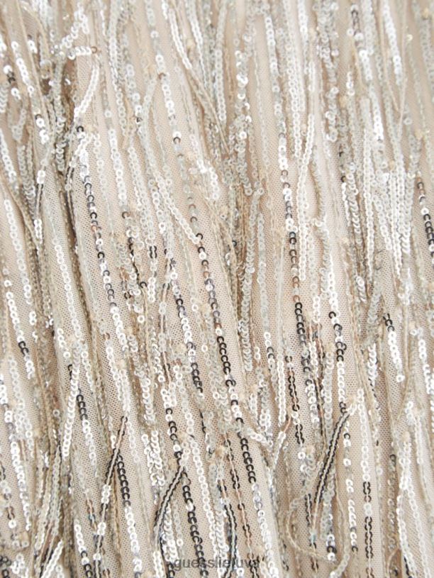 moterys GUESS 6NLN737 drabužiai beveik baltas multi elodie suknele su blizgučiais kutais