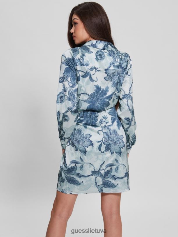 moterys GUESS 6NLN740 drabužiai porcelianinis gėlių raštas bl Eco alya marginta suknelė