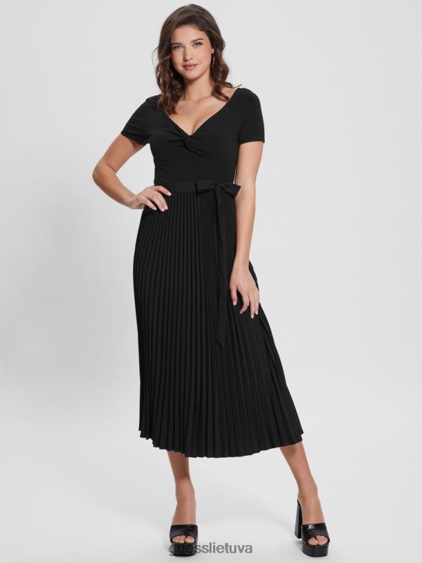 moterys GUESS 6NLN747 drabužiai juodas Eco erynn suknelė su diržu