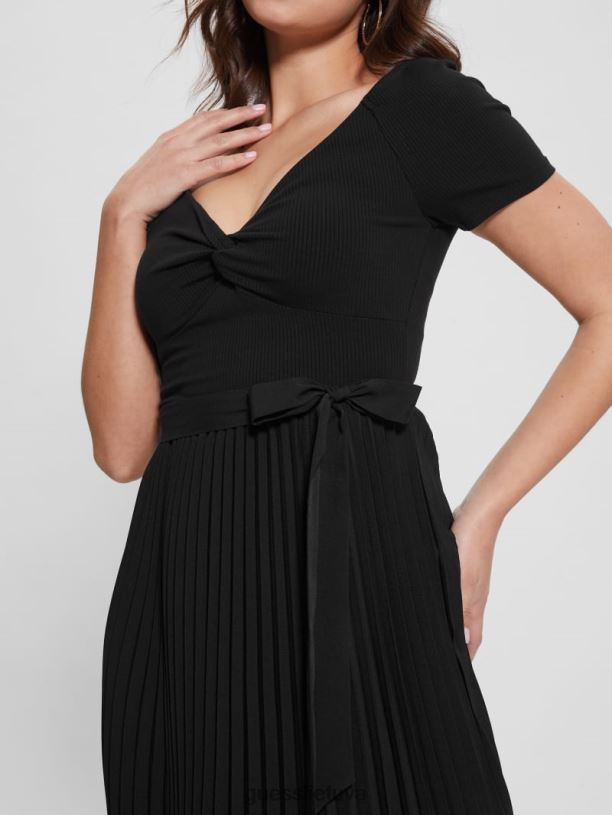 moterys GUESS 6NLN747 drabužiai juodas Eco erynn suknelė su diržu