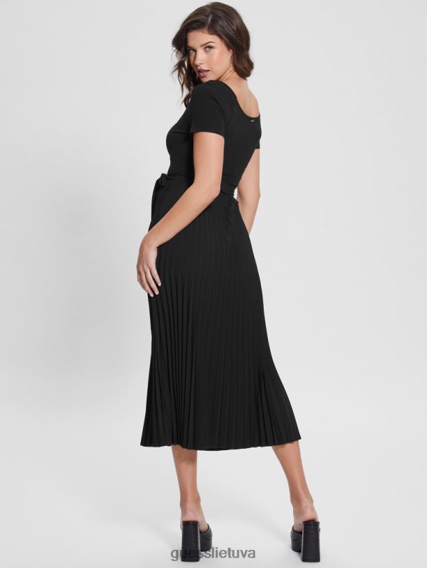 moterys GUESS 6NLN747 drabužiai juodas Eco erynn suknelė su diržu