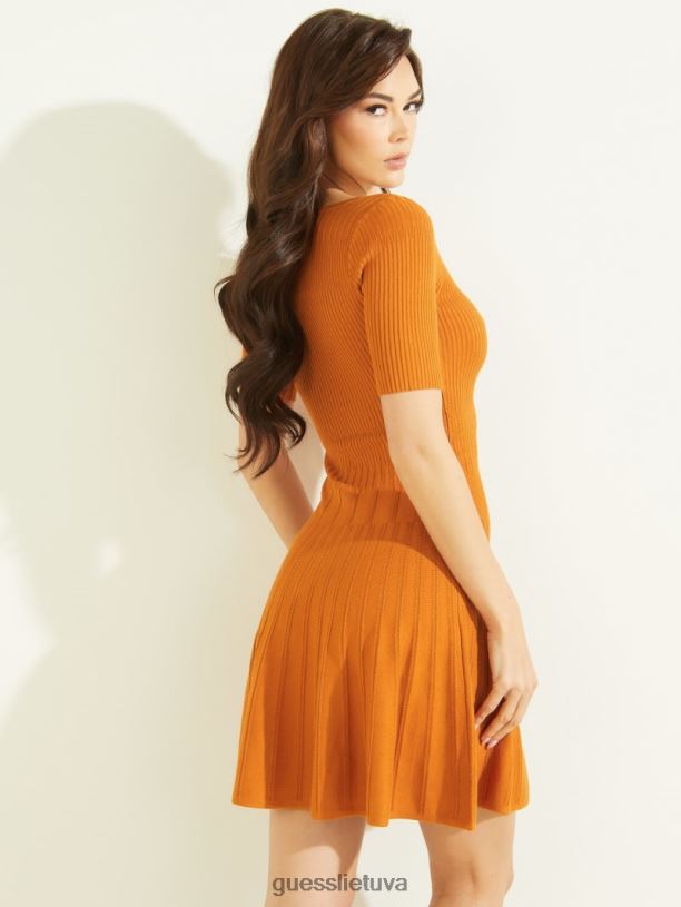 moterys GUESS 6NLN803 drabužiai rudens žydėjimas ekologinė amelia megzta suknelė