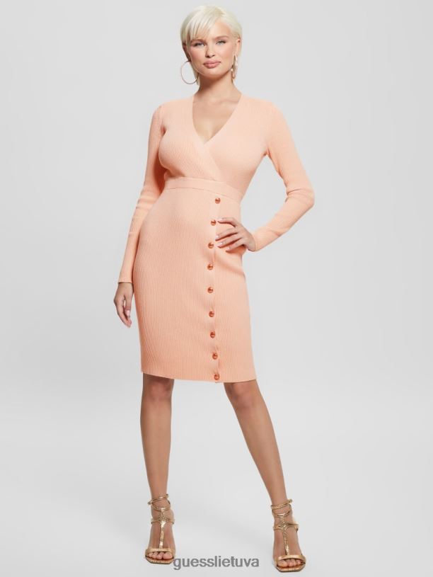 moterys GUESS 6NLN826 drabužiai paraudimo vėjelis Ekologiška alexandra megztinė suknelė