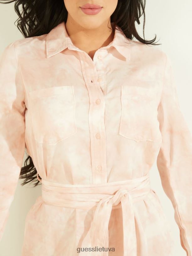 moterys GUESS 6NLN830 drabužiai Rose bliss tie dažai Eco shonda marškinine suknele