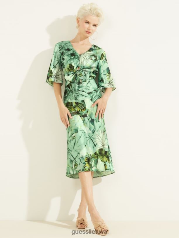 moterys GUESS 6NLN841 drabužiai banano lapų atspaudas ekologinė ariel suknelė
