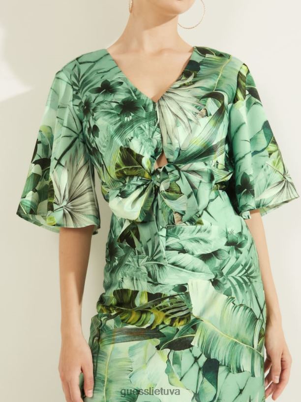 moterys GUESS 6NLN841 drabužiai banano lapų atspaudas ekologinė ariel suknelė