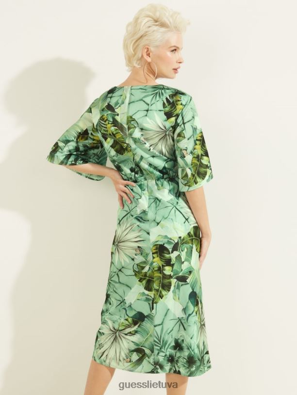 moterys GUESS 6NLN841 drabužiai banano lapų atspaudas ekologinė ariel suknelė