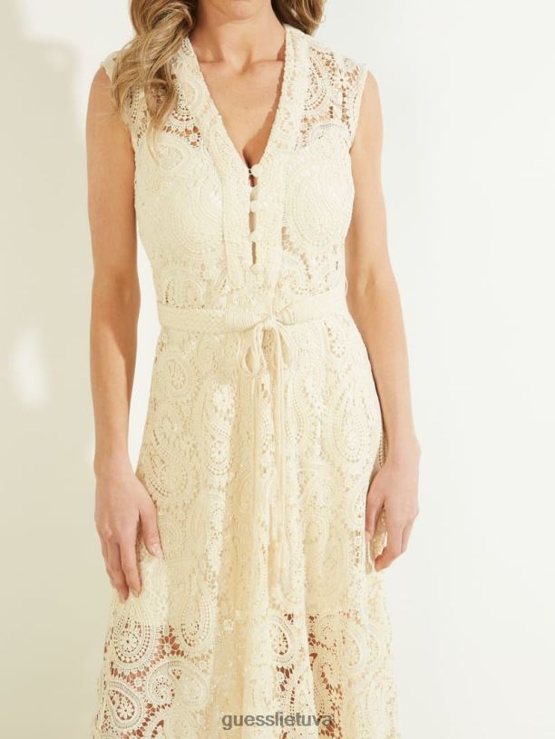 moterys GUESS 6NLN879 drabužiai perlinė austrė kreta suknele
