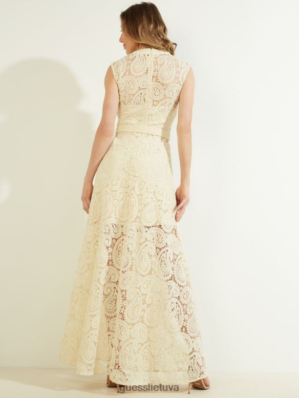 moterys GUESS 6NLN879 drabužiai perlinė austrė kreta suknele