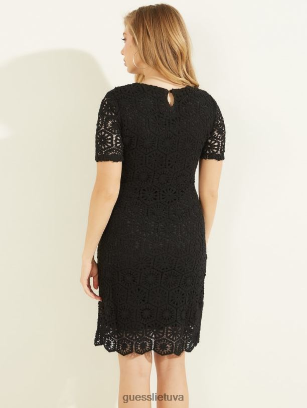 moterys GUESS 6NLN884 drabužiai juodas nerta charlotte suknele