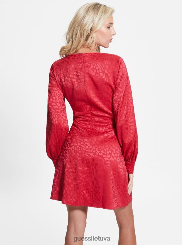 moterys GUESS 6NLN891 drabužiai vaisių sultys rausvos brielle leopardo suknelė