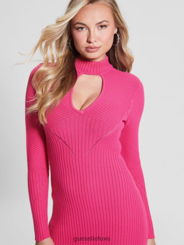 moterys GUESS 6NLN900 drabužiai prancūziška rožė ekologinė tatia suknelė su kaklu