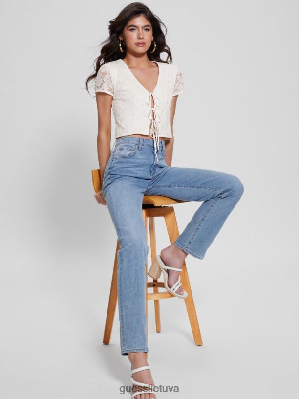 moterys GUESS 6NLN1012 drabužiai grietinėlės baltumo nia suvarstomas viršus