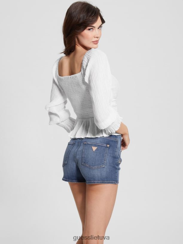 moterys GUESS 6NLN1035 drabužiai visiškai baltas „Cassi“ viršutinė dalis