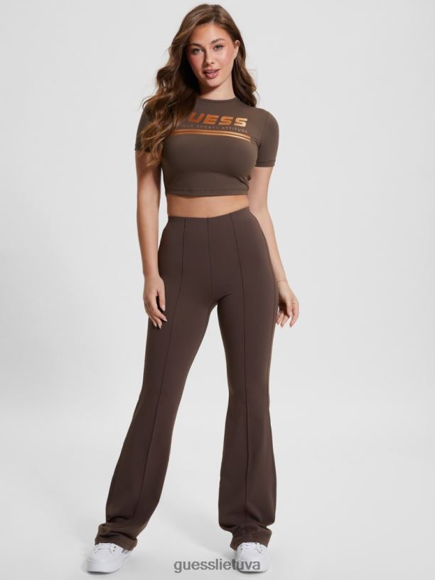 moterys GUESS 6NLN1068 drabužiai tamsi kava aggie Active crop top