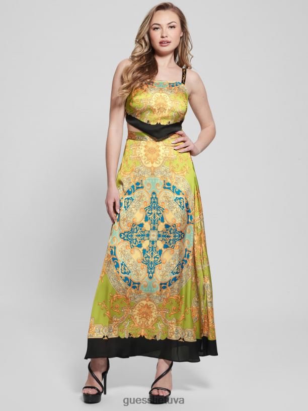 moterys GUESS 6NLN1089 drabužiai barokinė liepa Bassma satin crop šaliko viršus