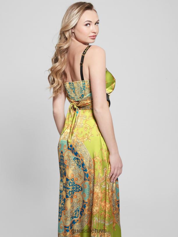 moterys GUESS 6NLN1089 drabužiai barokinė liepa Bassma satin crop šaliko viršus