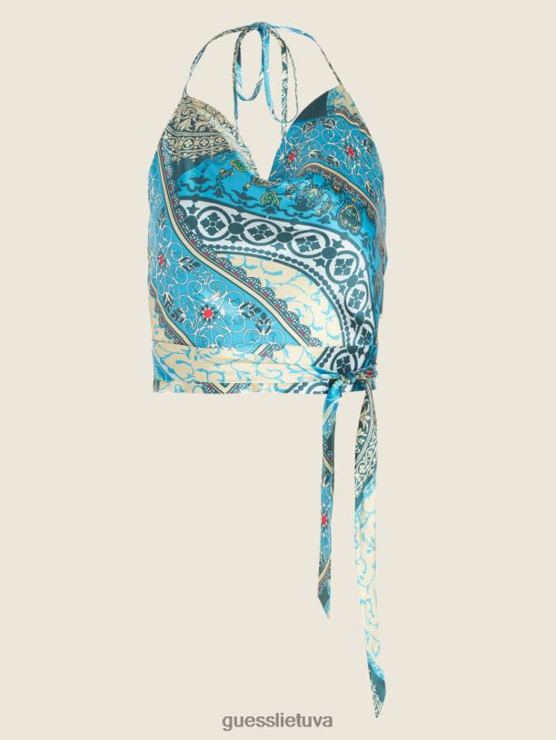 moterys GUESS 6NLN1092 drabužiai Mykanos mėlynas derinys tamara viršus