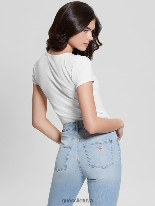 moterys GUESS 6NLN1213 drabužiai grietinėlės baltumo lana šonkaulių viršus