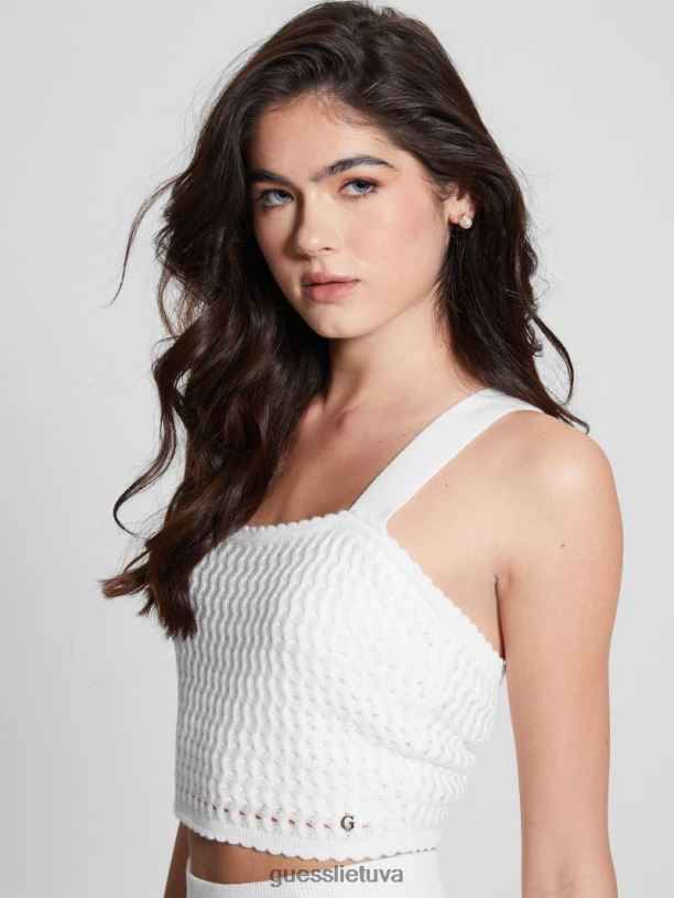 moterys GUESS 6NLN1300 drabužiai balandis baltas yasmina kaklaraištis atgal