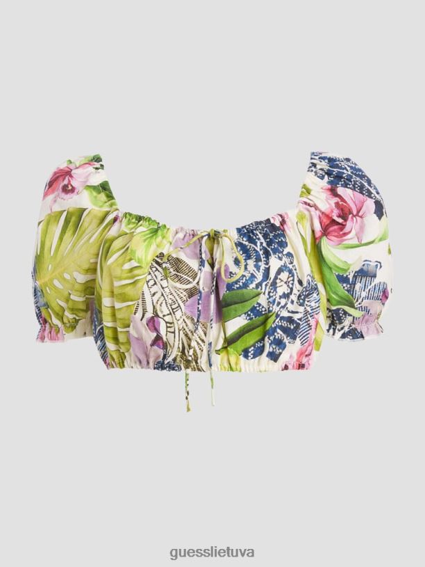 moterys GUESS 6NLN1325 drabužiai salos išgalvotas eko Mayara lininis karpytas viršus