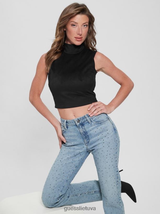 moterys GUESS 6NLN1391 drabužiai juodas micheline viršus