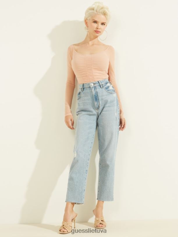 moterys GUESS 6NLN1393 drabužiai rožių palaima kimbra tinklelio viršus