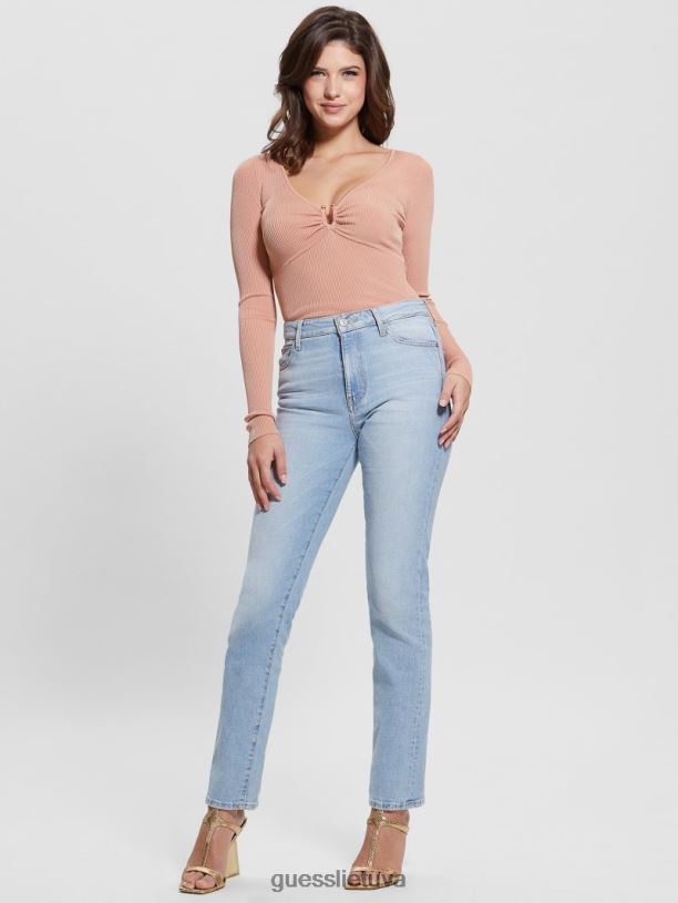 moterys GUESS 6NLN1433 drabužiai miltelių rožė nicole megztinio viršus