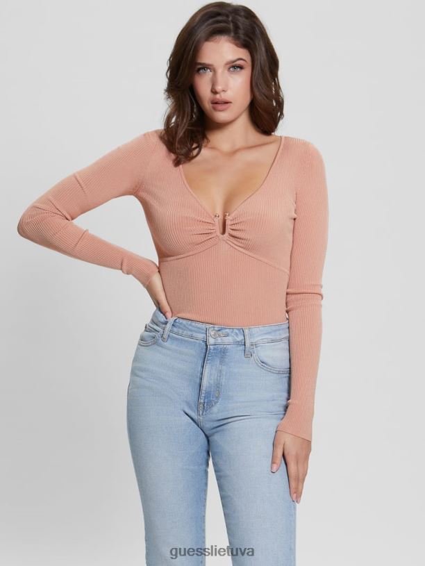 moterys GUESS 6NLN1433 drabužiai miltelių rožė nicole megztinio viršus