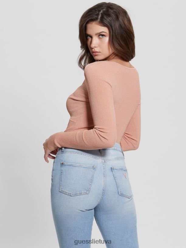 moterys GUESS 6NLN1433 drabužiai miltelių rožė nicole megztinio viršus