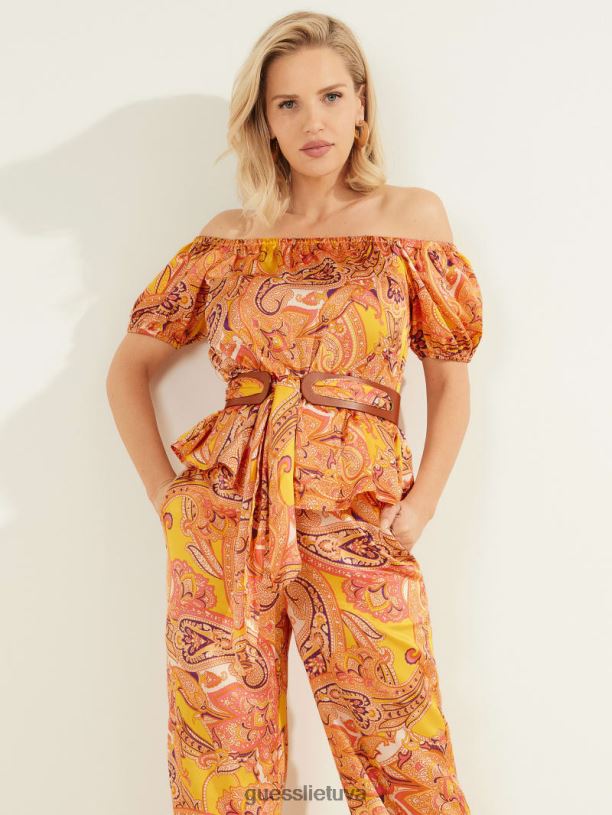 moterys GUESS 6NLN1443 drabužiai Cabo Paisley denara atspausdinta virš pečių