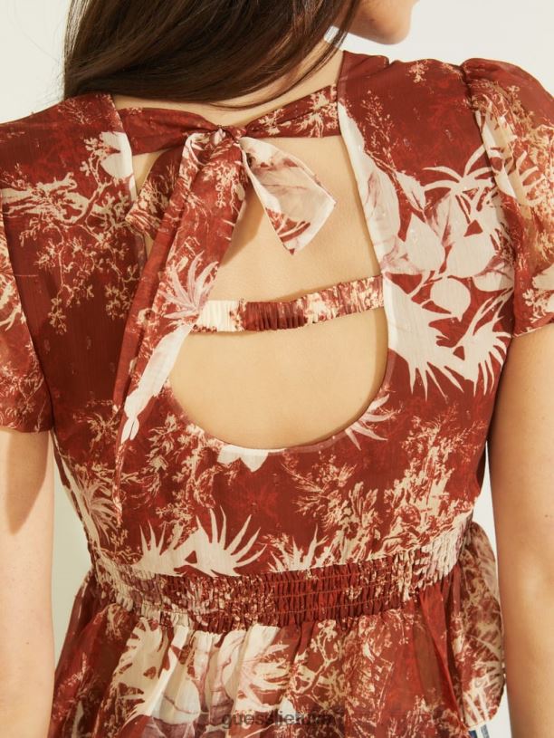 moterys GUESS 6NLN1516 drabužiai kaimo sodo tualetas eko lila paisley viršus