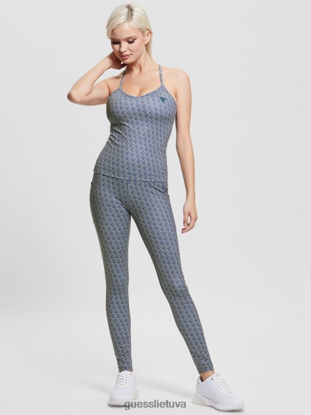 moterys GUESS 6NLN1603 drabužiai mažas gj pastelinės mėlynos spalvos eco logomania aktyvus viršus