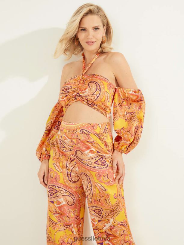 moterys GUESS 6NLN1612 drabužiai Cabo Paisley „Cabo paisley“ šaltų pečių viršus