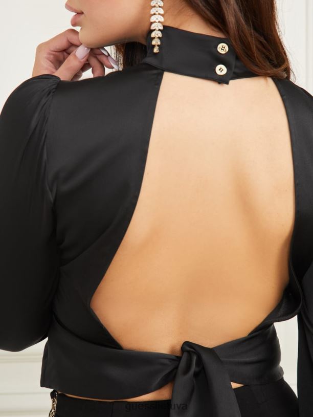 moterys GUESS 6NLN1632 drabužiai juodas libertinis viršus