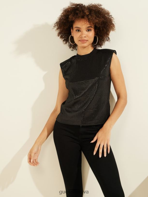 moterys GUESS 6NLN1655 drabužiai juodas daniela viršus