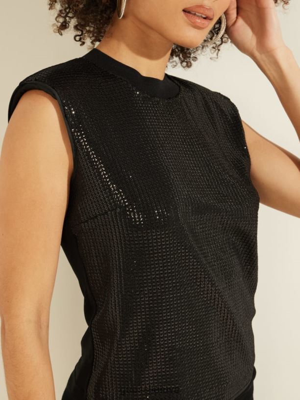 moterys GUESS 6NLN1655 drabužiai juodas daniela viršus