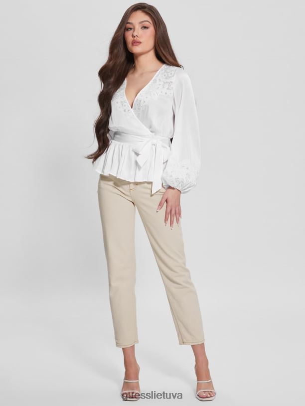 moterys GUESS 6NLN1679 drabužiai visiškai baltas eko adora apvyniojamas viršus