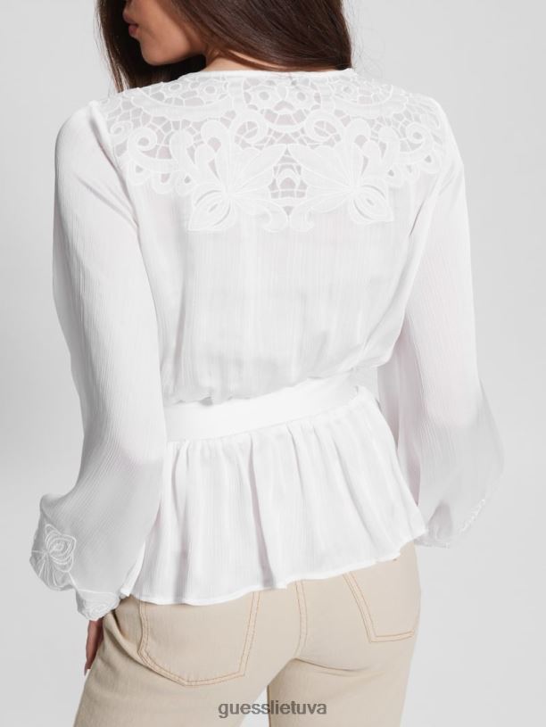 moterys GUESS 6NLN1679 drabužiai visiškai baltas eko adora apvyniojamas viršus