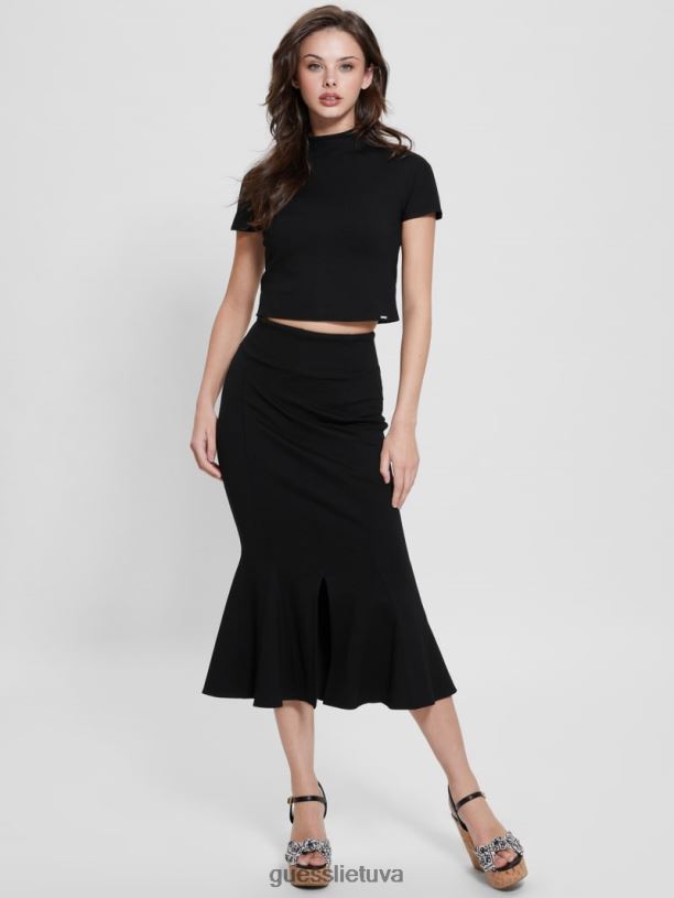 moterys GUESS 6NLN935 drabužiai juodas kirpimas su vėžliuku