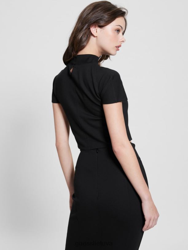 moterys GUESS 6NLN935 drabužiai juodas kirpimas su vėžliuku