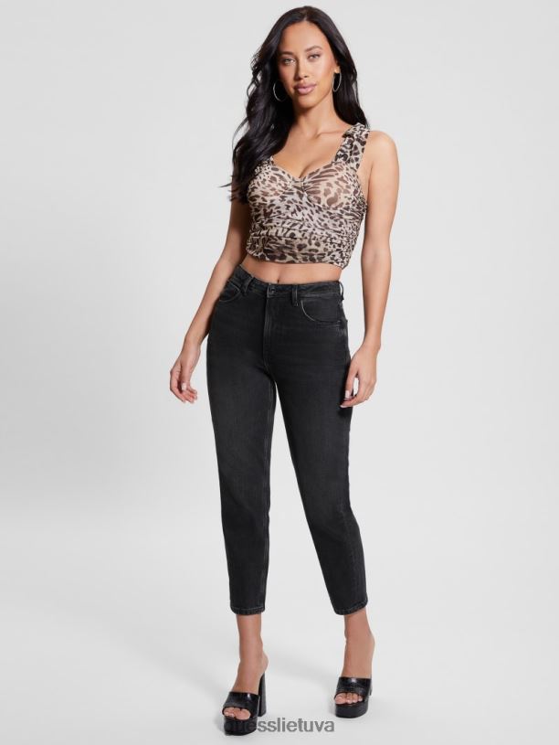 moterys GUESS 6NLN936 drabužiai jaguaro katės raštas eko tecla lankas crop top