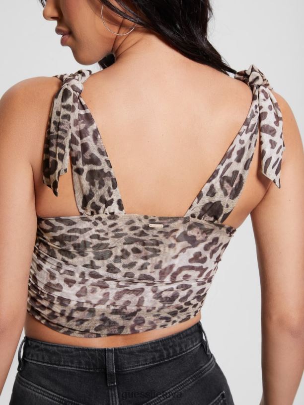 moterys GUESS 6NLN936 drabužiai jaguaro katės raštas eko tecla lankas crop top