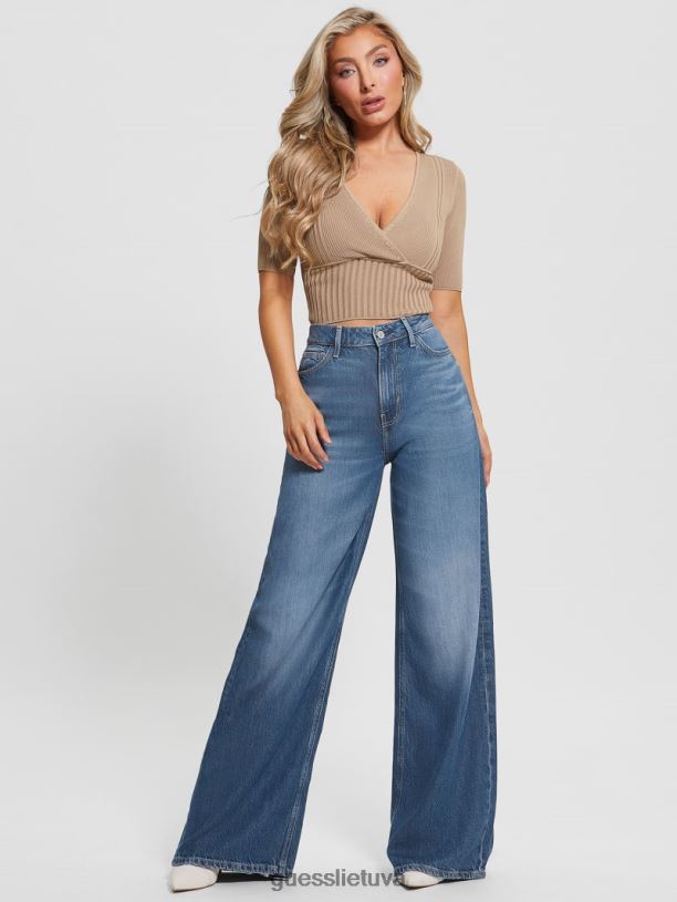 moterys GUESS 6NLN938 drabužiai drėgnas smėlis minkštas tvarstis V formos iškirpte