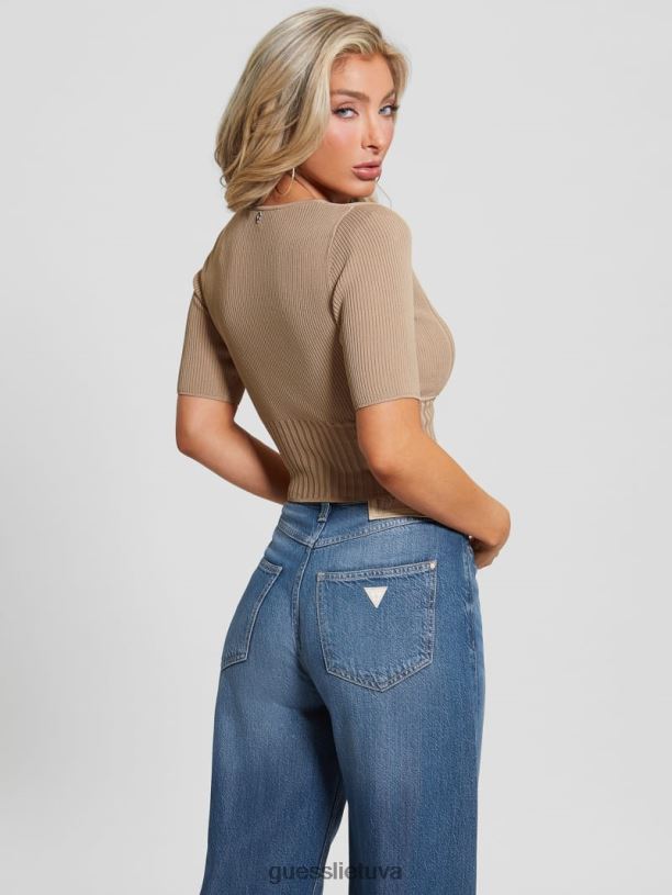 moterys GUESS 6NLN938 drabužiai drėgnas smėlis minkštas tvarstis V formos iškirpte