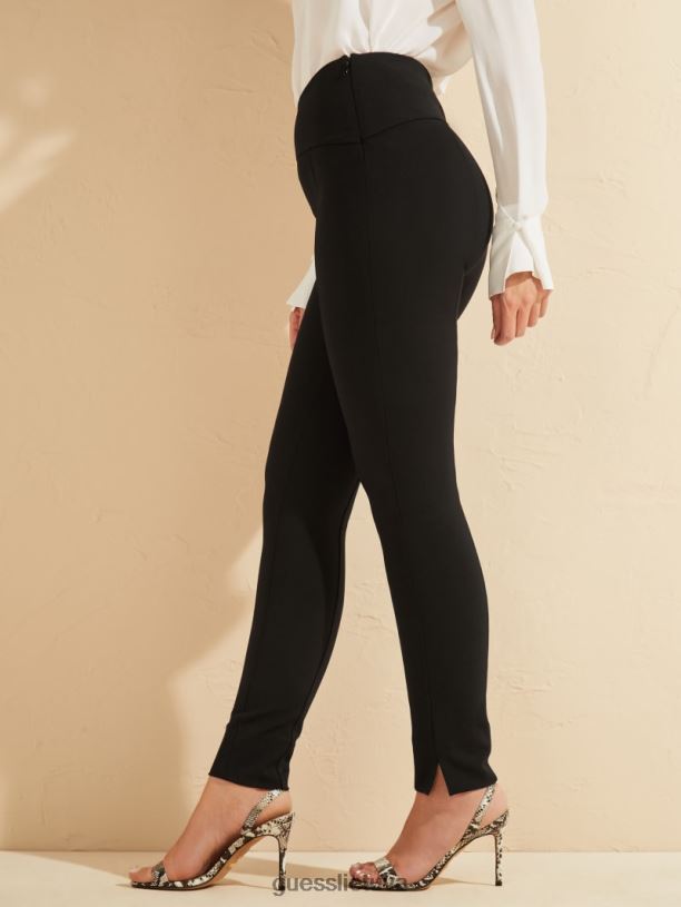 moterys GUESS 6NLN2118 drabužiai juodas moxie aukštaūgės liesos kelnės