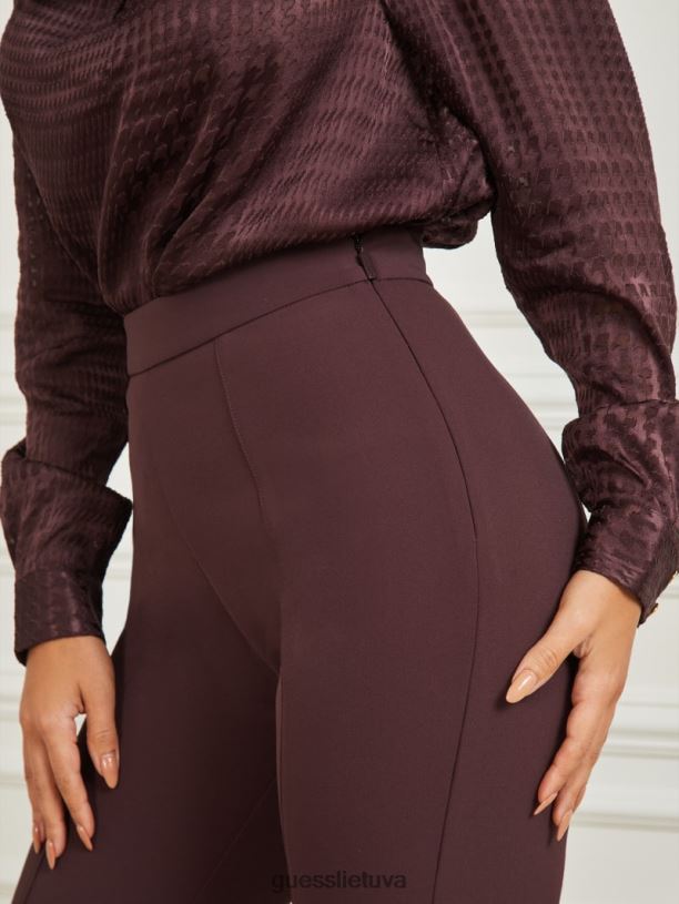 moterys GUESS 6NLN2244 drabužiai tamsus burbonas Chloe platėjančios kelnės
