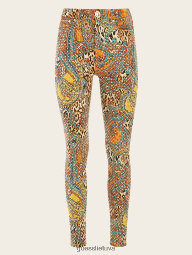 moterys GUESS 6NLN2286 drabužiai kylantis fenikso atspaudas fenikso kylantis stiletas Nr. 97 siauri džinsai