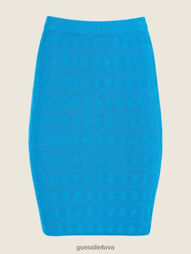 moterys GUESS 6NLN2288 drabužiai cerulean mėlyna grecian link megztinis