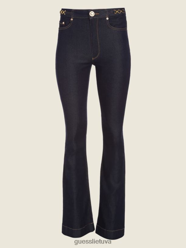 moterys GUESS 6NLN53 drabužiai mėlynas skalavimo plovimas priglundančios ir besiplečiančios džinsinės kelnės